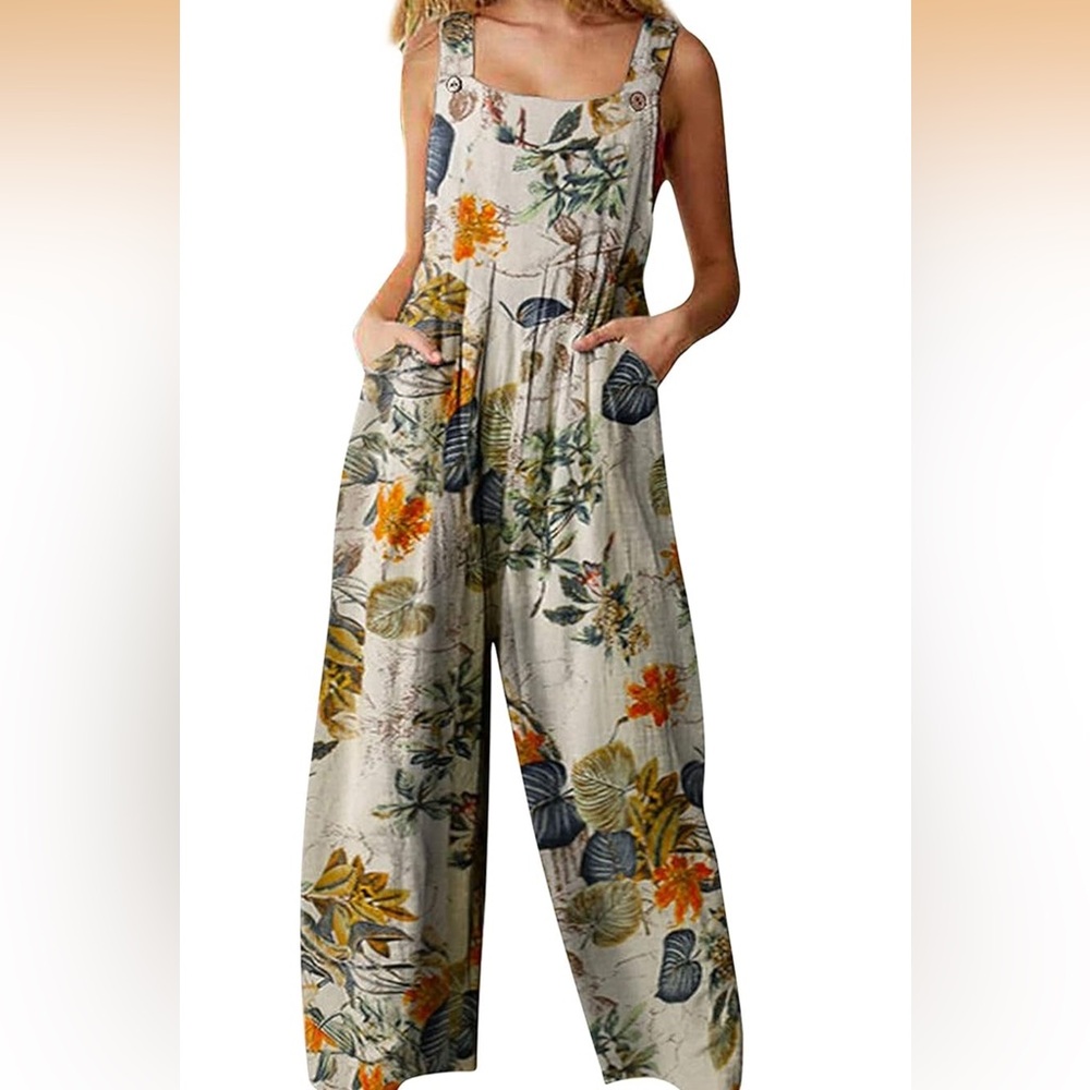 Tropical Floral Sleeveless Jumpsuit